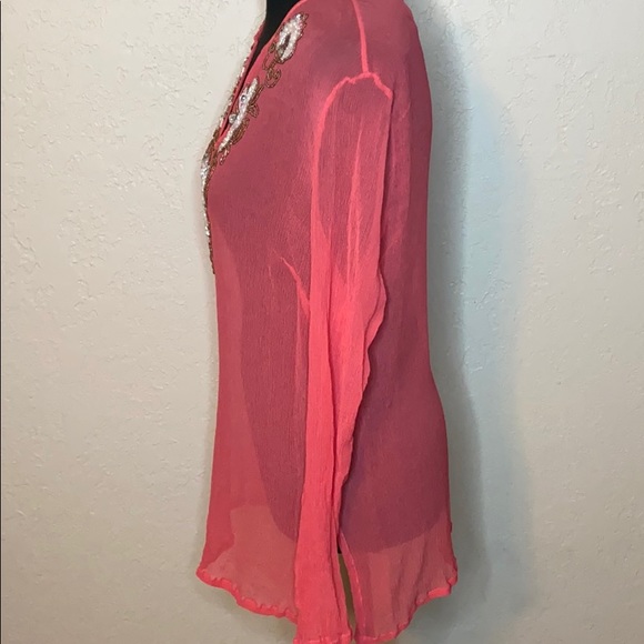 Newport News pink beaded top size 16 - Picture 3 of 6